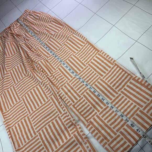 Grey Bandit Pants Womens Large Orange Striped Wide Leg Palazzo Resort Boho New - Picture 12 of 13